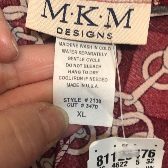 MKM Designs size XL Maroon gold chain print dress long sleeve faux wrap - Picture 9 of 16